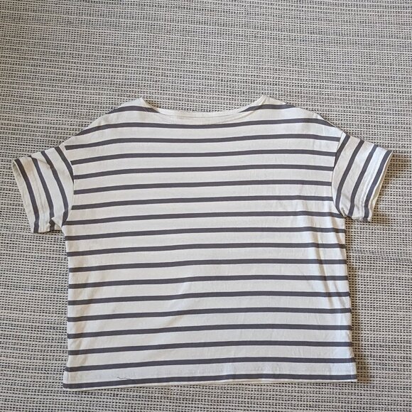 Muji Cotton Short Sleeve Striped Breton Boxy Fit Size XS/S - Picture 5 of 7
